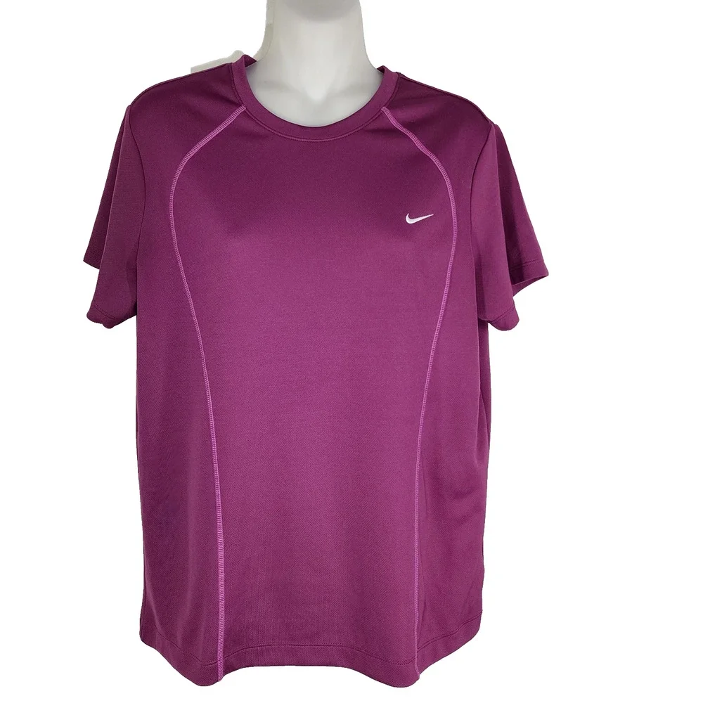 Nike Performance Womens T Shirt Large Purple Crew Neck Short Sleeve Athletic